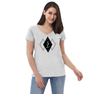 SL Tri Diamond Logo – Women’s recycled v-neck T-Shirt recyclé avec Logo SL Trois Diamants