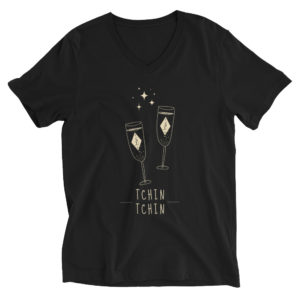 Tchin-Tchin SL Logo Champagne Glass Unisex V-Neck T-Shirt – Col en V
